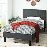 ZINUS Shalini 35 cm Telaio del letto a piattaforma imbottito | Base per materasso | Supporto per doghe in legno | Per adulti, bambini e teenager | Facile da montare | 80 x 190 cm | Grigio scuro