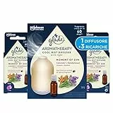 Glade Aromatherapy Diffusore di Oli Essenziali, Fragranza Moment of Zen Lavanda e Sandalo, Confezione da 1 Base e 3 Ricariche