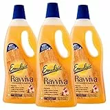Emulsio Ravviva Parquet Detergente per Pavimenti in Legno Formula con Olio di Mandorla Estratti di Legno di Sandalo Elevato Potere Pulente Azione Protettiva Profumo Lunga Durata - 3 Flaconi da 750ml