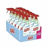 Ajax Detersivo Spray Crystal Clean Vetri 12 Flaconi da 750 ml | Detergente Vetro Spray Con Ammoniaca I 100% Anti-Alone | Per Vetri, Specchi e Superfici Brillanti
