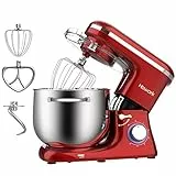 HOWORK Impastatrice Planetaria 1500W 8Litri 6 Velocità Robot da Cucina con uncino impastatore e mescolatore in alluminio, frusta in acciaio INOX, coperchio paraschizzi, Garanzia 5 Anni (Rosso)