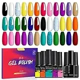 LILY'CUTE Smalti Semipermanenti per Unghie Autunno Marrone, 21Pz Smalto Gel per Unghie con Base e Top Coat, Matt Coat Semipermanente Unghie Colori Regalo 18+3 per Halloween