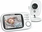 BOIFUN Baby Monitor, Videocamera schermo da 3.2 '' 750mAh Supporto batteria ricaricabile VOX Visione notturna e di temperatura 8 ninne nanne per bambino/anziano, si attiva con solo movimento
