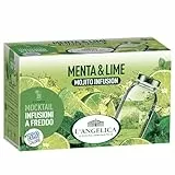 L'Angelica Tisana Mocktail Menta&Lime, Tisana Mojito Infusion, Tisane Fredde Zero Calorie, Tisana alla Menta e Lime, Confezione da 18 Filtri