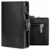 TEEHON Porta Carte di Credito da Uomo e Donna |Portafoglio Uomo| Portafoglio Uomo Slim RFID | Portacarte uomo Mini Porta Tessere | Con ZIP | Scatola Regalo | Nero (A-NERO)
