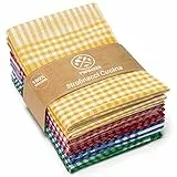 Twinzee Strofinacci Cucina Cotone (Set da 10) Quadretti - 100% Cotone - 47 x 67 cm - design retrò - Asciuga Piatti e Mani - 2 Blu, 2 Rosso, 2 Verde, 2 Arancione, 2 Giallo