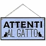 CARISPIBET Attenti al gatto | segni di casa decorazioni per la casa cartelli da giardino targhe per il portico entrata cancello decorative 15 x 30 cm