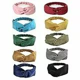 URAQT Fascia per Capelli, Criss Cross Annodato Fascia, Elastica per Capelli Elastico Avvolto la Testa contorta, Tinta Unita, Stile Sportivo, Donne Costume Accessorio, 10PCs
