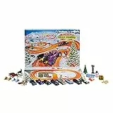 Hot Wheels Calendario dell'avvento con 24 sorprese che includono 8 veicoli in scala 1:64 e altri accessori, oltre a un tappetino da gioco, regalo per collezionisti e bambini dai 3 anni in su, GTD78