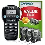 DYMO LabelManager 160 kit di etichettatrice portatile | Stampante per etichette palmare | con 3 bobine di nastro per etichette Dymo D1 | Tastiera QWERTY | Ideale per l'ufficio o per la casa
