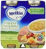Mellin Pappa Completa Verdure Pastina e Pollo 100% Naturale – 12 Vasetti da 250 gr