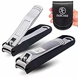 FABCARE Set tagliaunghie con raccoglitore e lima per unghie integrata - custodia ed ebook inclusi- extra taglienti e resistenti - per manicure e pedicure Acciaio inossidabile