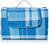 Amazon Basics - Accessori da viaggio- Coperta da viaggio picnic con retro impermeabile, 175 x 200 cm, Blu