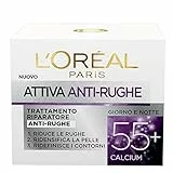 L'Oréal Paris Attiva Antirughe 55+ Crema Viso Donna Antirughe Riparatrice Giorno e Notte con Calcium, 50 ml