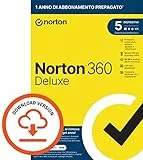 Norton 360 Deluxe 2024, Antivirus per 5 dispositivi, Licenza di 1 anno con rinnovo automatico, PC, Mac, tablet e smartphone, Codice d'attivazione via email