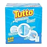 Tutto Pannocarta Glass, 640 Panni di Carta per Specchi e Vetri, Ideali da Utilizzare per far Risplendere Tutte le Superfici Lucide, Lavabile e Riutilizzabile Oltre 20 Volte, 100% Made in Italy