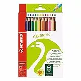 Matita colorata triangolare Ecosostenibile - STABILO GREENtrio - Astuccio da 12 - Colori assortiti