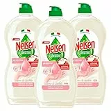 3x Nelsen Sensitive Detersivo Liquido per Piatti Bicchieri Posate Stoviglie ad Azione Sgrassante con Burro di Karité Delicato sulle Mani e Formula a pH Neutro per Lavaggio a Mano - 3 Flaconi da 900ml