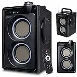 Overmax Soundbeat Altoparlante Bluetooth Cassa Portatile Bluetooth Suono Stereo 20W con Radio FM USB MicroSD AUX Jack 3,5mm Bassi Potentei Display LED Telecomando Batteria Fino 8 Ore