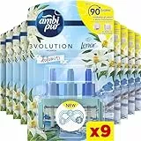 Ambi Pur 3Volution Profumatore per Ambienti, 9 Ricariche per Diffurore Elettrico, Fragranza Dolomiti, tecnologia Elimina Odori, Fino a 90 Giorni di Profumo per Ricarica