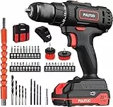 Trapano Avvitatore Batteria 20 V, PULITUO Brushless Avvitatore Elettrico 60N.m, 2velocità, 2 Batteries 2.0Ah, Ricarica Rapida in 1 Ora,Dotatodi 46 accessori per Legno, Metallo