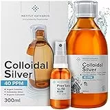 Argento Colloidale Premium 40 PPM 300 ml ● Formula a concentrazione ottimale, particelle più piccole, risultati migliori ● Flacone spray da riempire ed ebook gratuiti
