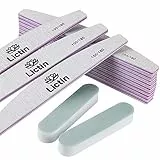 Lictin Lime per Unghie Professionali - Set 12 Lime per Unghie 100/180 - Doppia Faccia Lavabile Smeriglio Manicure Utensili per Chiodo Lucidatura & Messa in piega con 2 Strisce Lucidanti