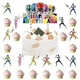 simyron Power Rangers Decorazioni per Torta 13 Pezzi Happy Birthday Cake Topper Decorazione Festa di Compleanno Topper per Torta Tema Articoli per Feste Cake Toppers per Bambini