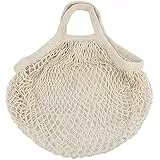 Tiardey 2 pezzi borse per la spesa con stringhe in rete,borse per la spesa in cotone riutilizzabili e lavabili producono borse in rete per la conservazione di frutta e verdura ect - Beige