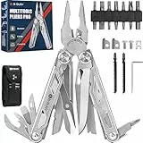 BIBURY Pinza Multiuso in Acciaio Inox, Multifunzione, Pinze Pieghevole con Forbici Potenziati, 2 Seghe Sostituibili e Set di Cacciaviti, Idee Regalo Uomo Compleanno Regalo Anniversario Originale