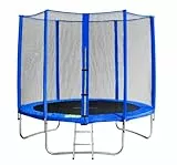SixBros. SixJump trampolino elastico da giardino 2,45 m – trampolino per il giardino, trampolino all’aperto, set completo incluso scaletta, rete di sicurezza & copertura, blu, TB245/1609