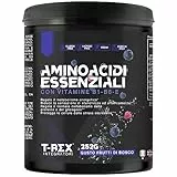 EAA Aminoacidi Essenziali con mix di vitamine B1, B6 ed E - Integratore di amminoacidi naturali vegan ottenuti da fermentazione T-Rex Integratori (Polvere, Frutti di Bosco)
