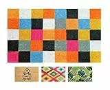 LUA VIKA Zerbino ingresso casa, tappeto ingresso interno, zerbino ingresso esterno, zerbino cocco naturale, tappeto ingresso asciugapassi 40x70x1,5 cm (Squares)