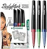 BIC BodyMark - Pennarello temporaneo per tatuaggi, vecchia scuola, colori assortiti, 3 pezzi