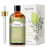 PHATOIL Oli Essenziali di Vaniglia 100 ml, Oli Essenziali Naturali Puri al 100% per Diffusore Umidificatore, Olio Essenziale di Aromaterapia di Grado Terapeutico per Relax