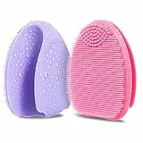 HieerBus Spazzola Pulizia Viso in Silicone Massaggiatore Esfoliante,Rimozione dei punti neri, pulizia dei pori, Ideale per le donne Uomini tutti i tipi di pelle,Skin Care,2 pezzi (Rosa+viola)
