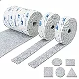 Vicloon Feltrini Per Mobili, 3 Feltro Adesivo Rotolo, con Adesione 120X10 cm 1 set e 120X2 cm 2 set, Sedie Taglio Libero Piedini Spessore 5 mm, Quadrato, Grigio