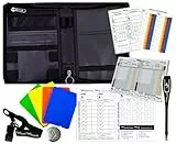 RefSorganizer, portafoglio dati per arbitri di calcio e arbitri, con attrezzature: carte, fischietto, carte da gioco, fogli di fiammiferi, cordino, matita e moneta