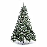 Nataland Albero di Natale Artificiale Verde Innevato con Pigne, Modello Aspen Altezza 240 Cm, Abete Super Folto con Effetto Realistico e Rami con Aghi Anticaduta