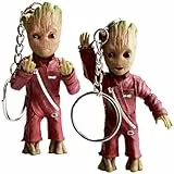 BESTZY Groot Portachiavi, 2Pezzi Cartone Animato Ciondolo Portachiavi, Baby Groot Portachiavi, Mini Anime Figura Portachiavi, Bambola di Gioco Horror per Fan Collect Gift, per Bambini e Fan