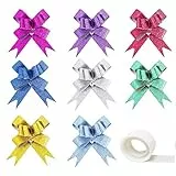 80 Pz Fiocco Strip e 1 Rotolo di Punti di Colla, Woohome Nastri Regalo per Feste, Natale, Diametro Coccarda, Matrimonio