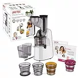 Imetec Succovivo Pro 2000 Estrattore di Succo Professionale a Freddo, Spremitura Lenta 48 Giri/Min, 2 Filtri per Succhi, Accessorio per Granite e Sorbetti, Kit per Maschere Bellezza, con Ricettario