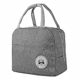 jjshund Borsa Termica Porta Pranzo, Borsa Porta Pranzo Carino Portatile Impermeabile, Borsetta Frigo Piccola Resistente per Donne Uomini Studenti Ufficio Scuola Picnic Campeggio (Grigio)