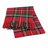 Baroni Home Plaid in Misto Cotone, Plaid Divano Scozzese Rosso, Coperta Made in Italy 130x170 cm