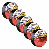 Tesa Nastro isolante in confezione da 5 pezzi, autoadesivo, resistente al calore, per isolare, riparare e fasciare, 5 x 10 m: 15 mm, nero