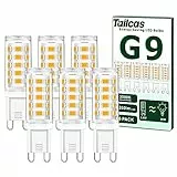 Tailcas G9 LED Lampadina, 3.5W Equivalenti 30W 40W Lampada Alogena, Bianco Caldo 3000K Lampade LED G9 350LM, AC220-240V, Non Dimmerabile, Nessun Sfarfallio, 6 pezzi