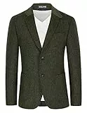 PaulJones Blazer da Uomo con Risvolto Slim Fit Blazer da Lavoro Casual a Due Bottoni L Verde Oliva 462-2