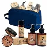 Kit Barba Uomo Renée Blanche - Set Composto da Shampoo, Balsamo, Olio, Cera e Spazzola Barba con setole in cinghiale rinforzato Made In Italy + ALTÉAX® Beauty - Ottima Idea Regalo