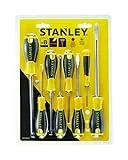 Stanley Stht0-60210 Cacciavite Essential, 3 X Std - 2 X Parall - 3 X Ph, Set Di 8 Pz, Nero/Giallo