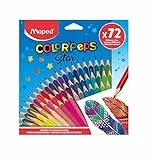 Maped - Matite colorate ergonomiche a tre bordi, matite colorate COLOR'PEPS STAR in legno certificato FSC – 72 penne